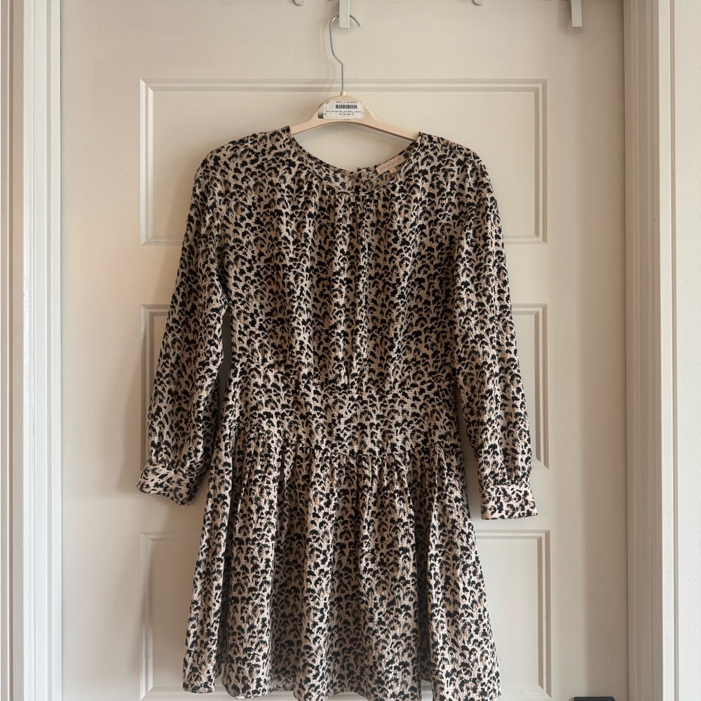 Rebbeca Taylor Leopard Print Longsleeve Dress